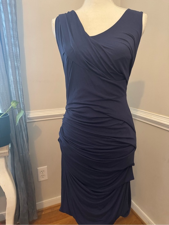 Deletta Dresses & Skirts - Deletta Navy Sleeveless Ruched Midi Dress Size S